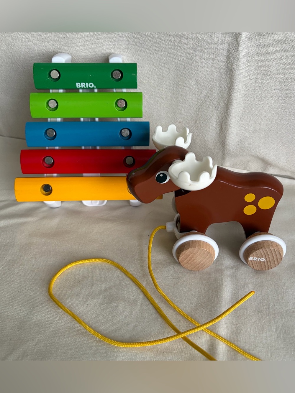 Brio Wooden Toy Bundle, Pull Along Moose and Xylophone